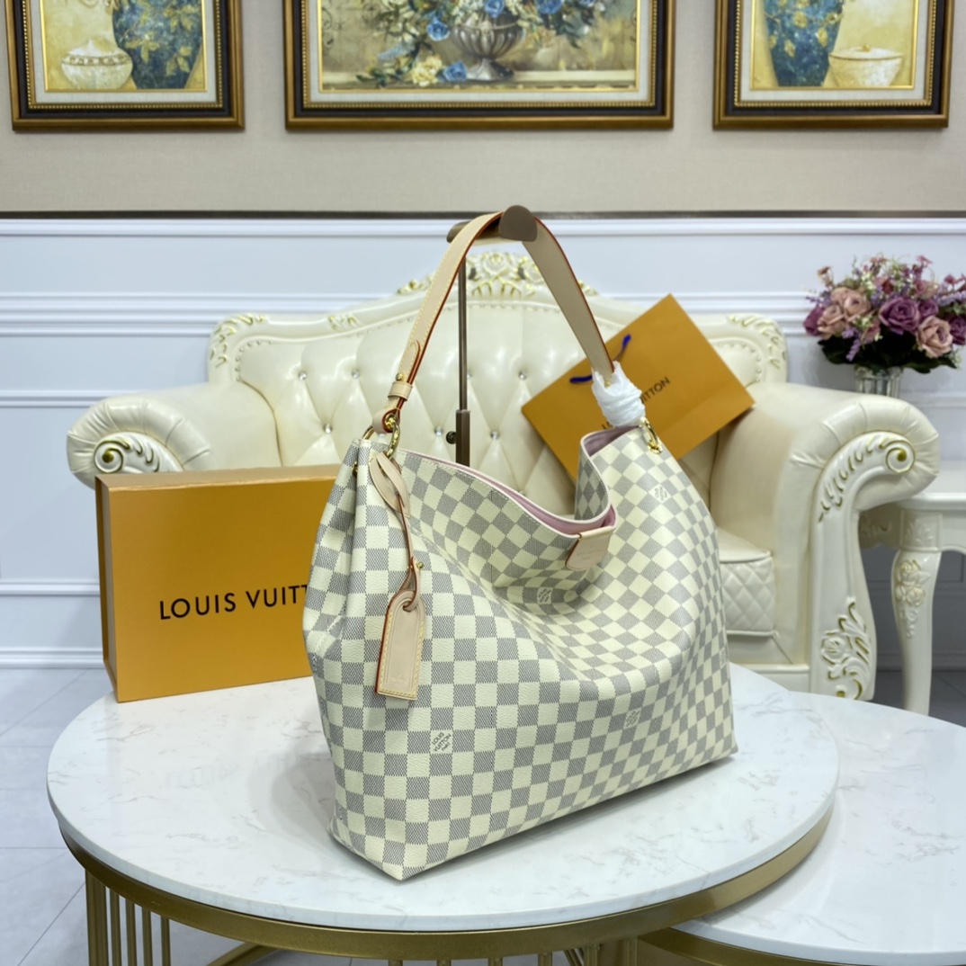 Louis Vuitton GRACEFUL MM Handbag Damier Azur N42233 